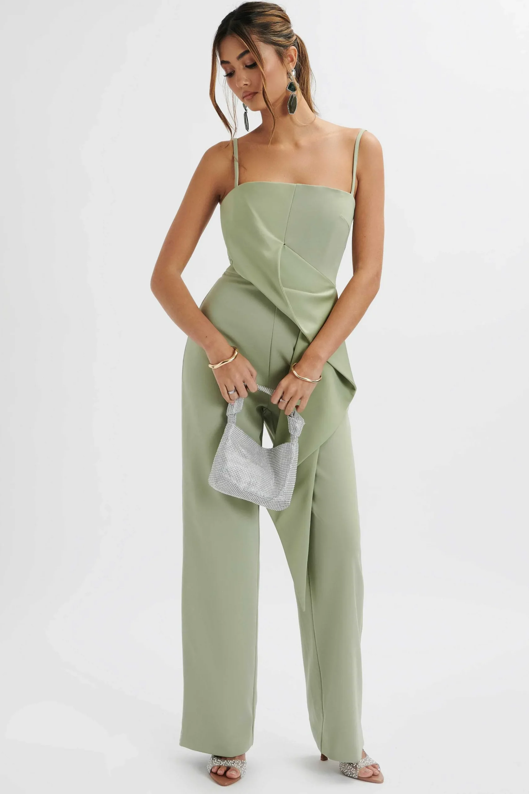 Lavish Alice Jumpsuits & Playsuits<Ada Waterfall Frill Jumpsuit In Sage Green