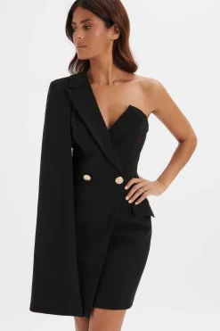 Lavish Alice Dresses<Aire Boned One Shoulder Cape Blazer Dress In Black