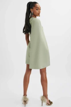 Lavish Alice Dresses<Aire One Shoulder Cape Blazer Dress In Sage Green