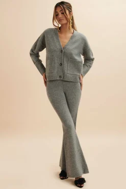Lavish Alice Knitted Separates<Ayzel Knitted Cashmere Blend Fit & Flare Trousers In Grey