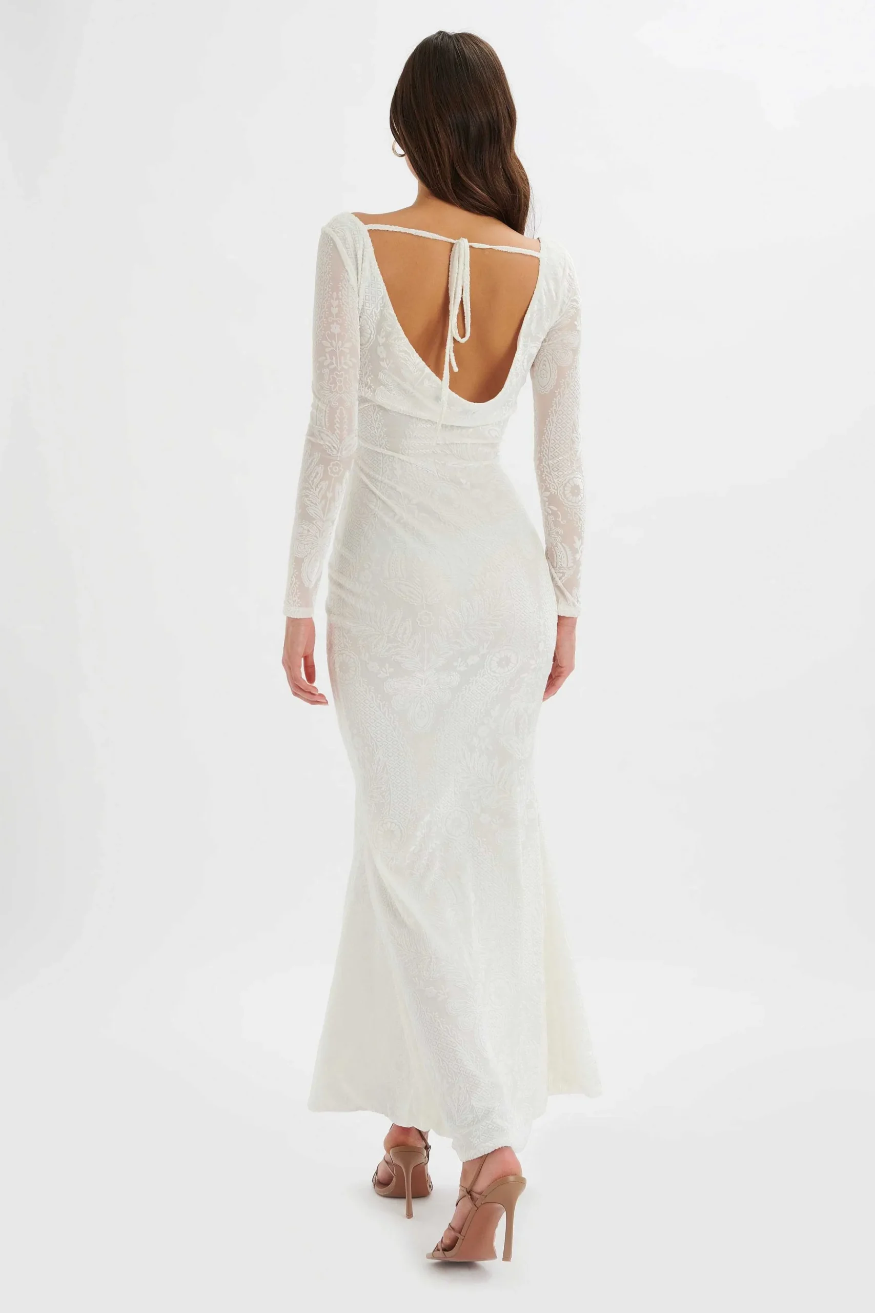 Lavish Alice Dresses<Betsy Burnout Stretch Devore Drape Back Maxi In White