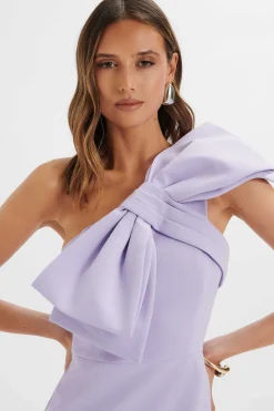 Lavish Alice Dresses<Cameron One Shoulder Statement Bow Midi Dress In Lilac