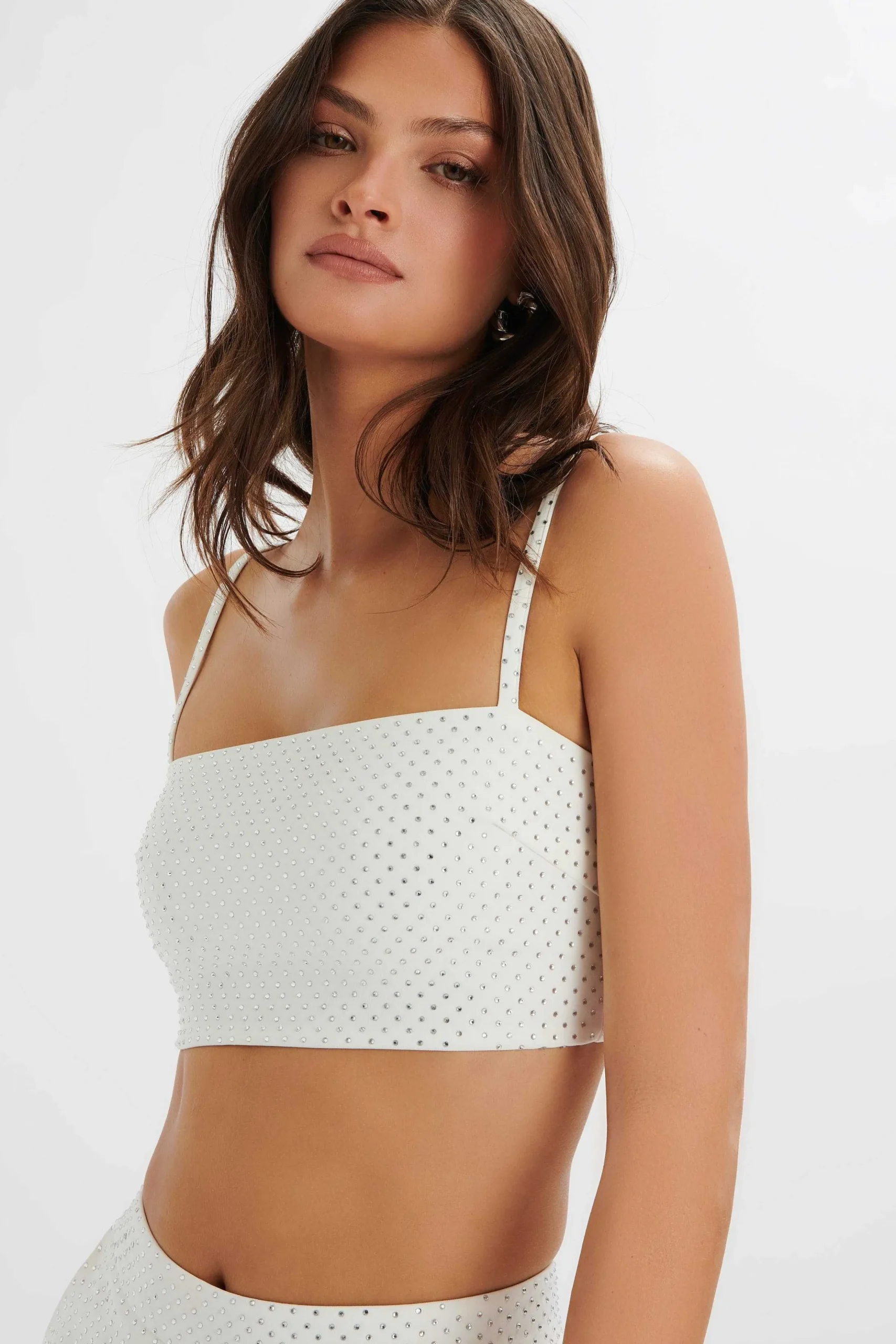 Lavish Alice Suiting<Dina Crystal Embellished Bandeau In White
