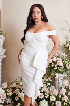 Lavish Alice Dresses<Eden Curve Off Shoulder Ruffle Midi Dress In White
