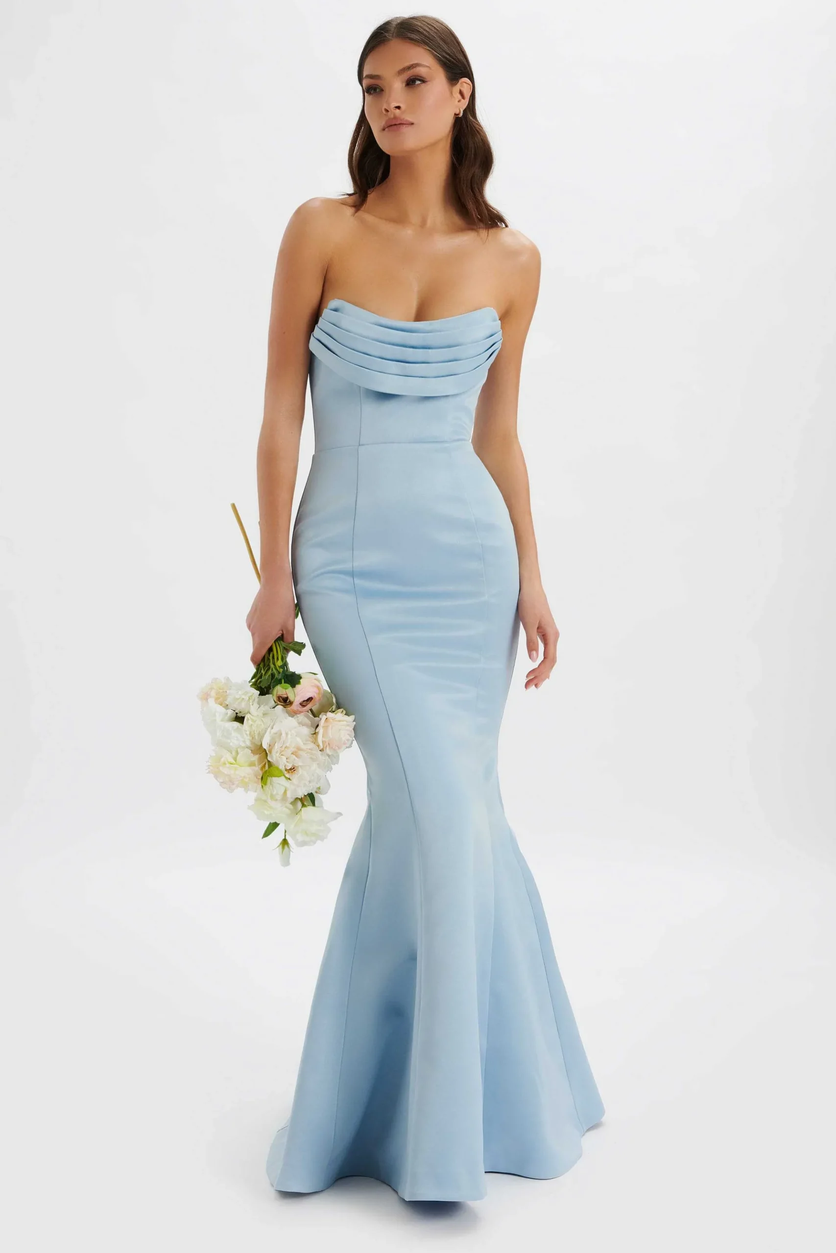 Lavish Alice Dresses<Freya Bonded Satin Cowl Neck Maxi Dress In Dusty Blue