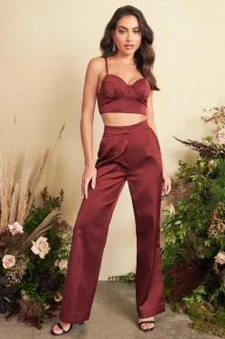 Lavish Alice Suiting<Iris Bonded Satin Stitch Detail Bralette In Burgundy
