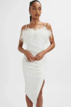 Lavish Alice Dresses<Jessica Feather Bandeau Pleated Midi Dress In White