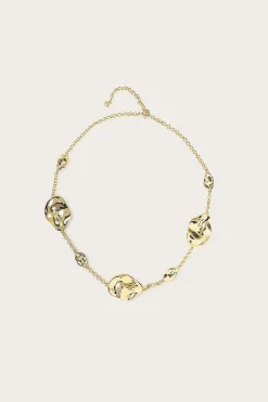 Lavish Alice Jewellery<Karia Hammered Effect Oval Charm Gold Necklace