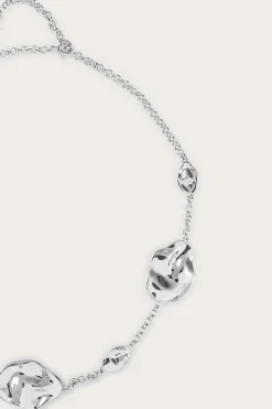 Lavish Alice Jewellery<Karia Hammered Effect Oval Charm Silver Necklace