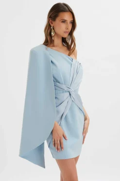 Lavish Alice Dresses<Laila Twist Front One Shoulder Cape Mini Dress In Blue