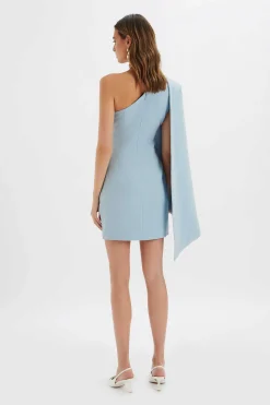 Lavish Alice Dresses<Laila Twist Front One Shoulder Cape Mini Dress In Blue