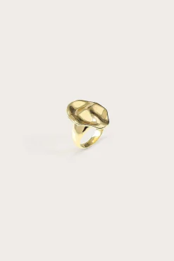 Lavish Alice Jewellery<Leora Hammered Effect Oval Gold Ring