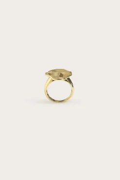 Lavish Alice Jewellery<Leora Hammered Effect Oval Gold Ring