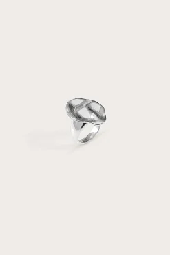 Lavish Alice Jewellery<Leora Hammered Effect Oval Silver Ring