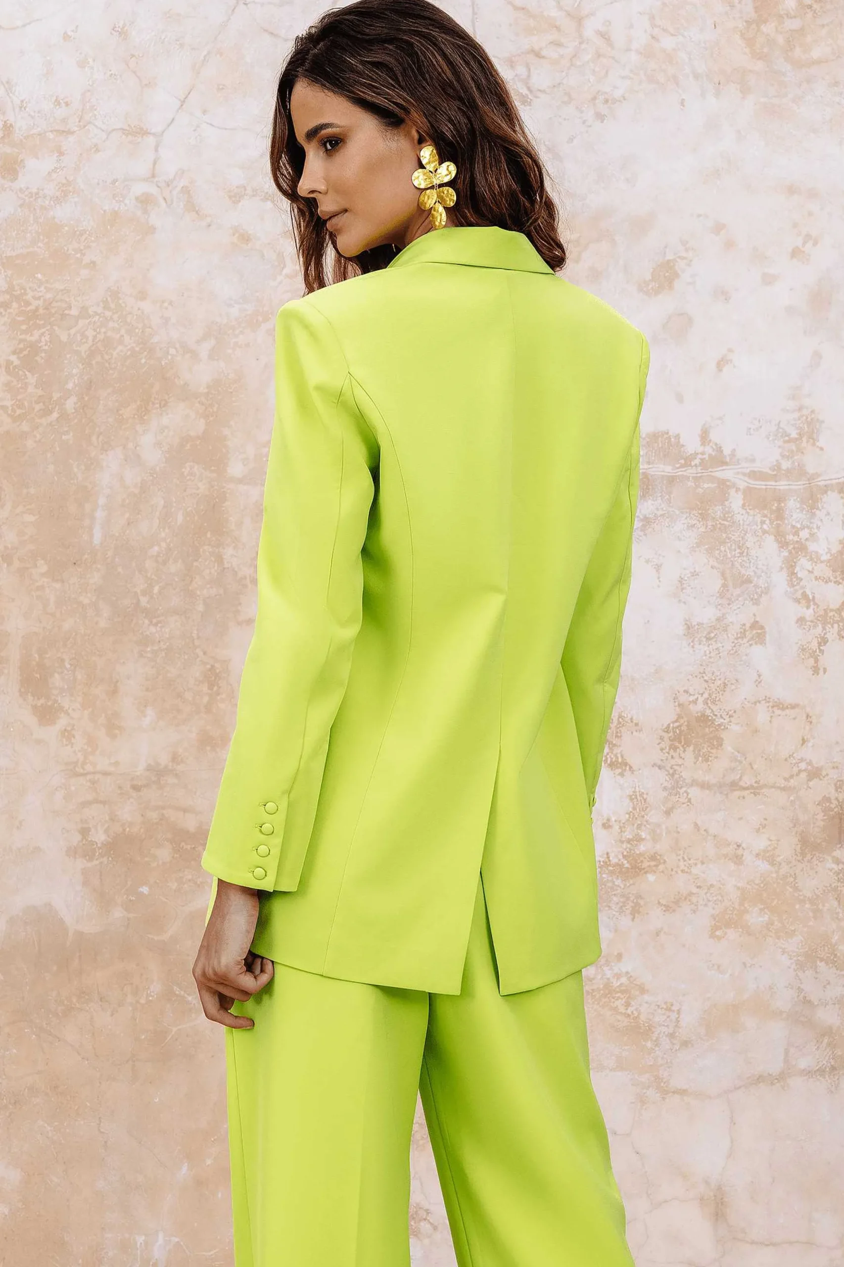 Lavish Alice Suiting<Liana Tailored Masculine Blazer In Chartreuse
