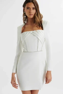 Lavish Alice Dresses<Liberty Diamante Trim Blazer Mini Dress In White