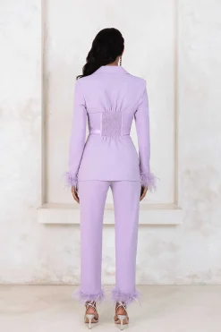 Lavish Alice Suiting<Lily Feather Trim Trousers In Lilac