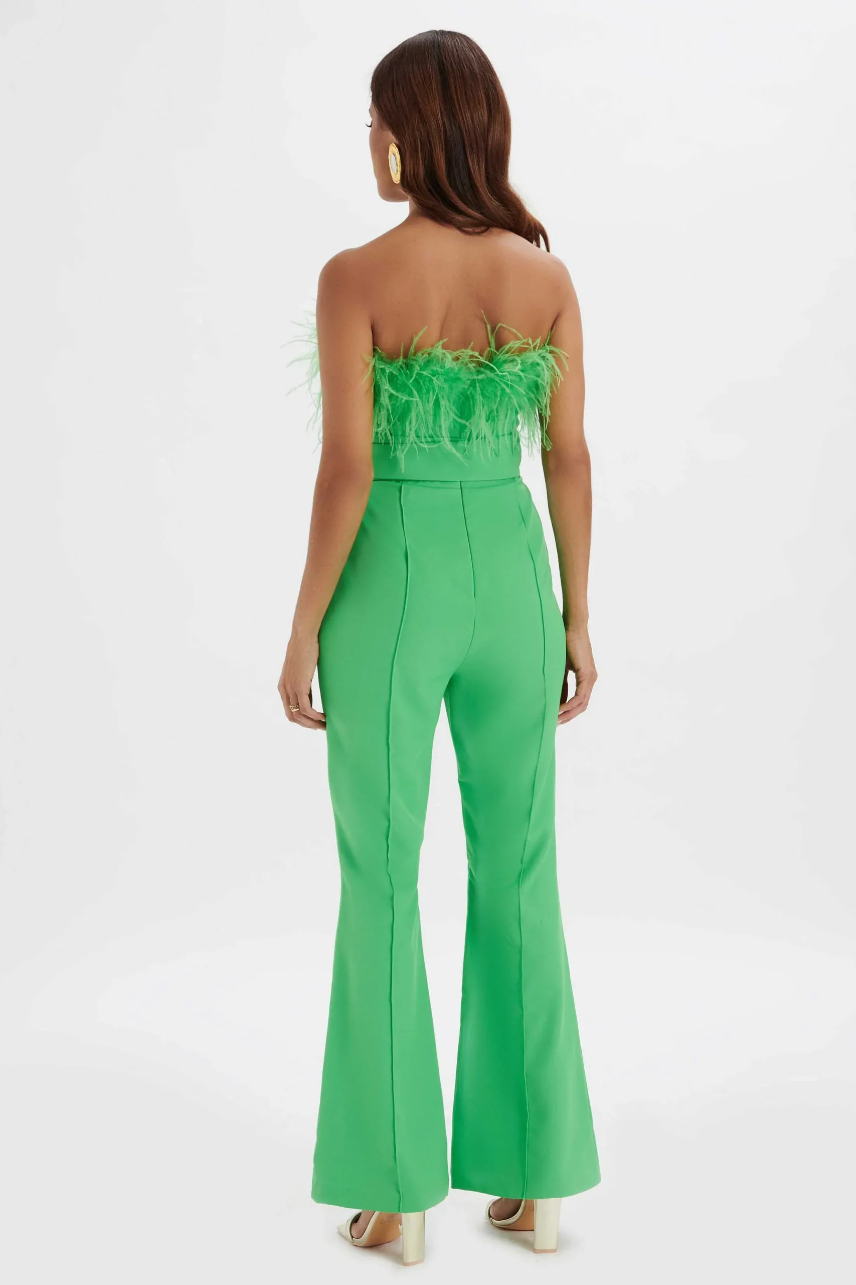 Lavish Alice Jumpsuits & Playsuits<Lucinda Feather Bandeau Fit And Flare Jumpsuit In Apple Green