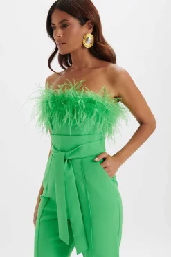 Lavish Alice Jumpsuits & Playsuits<Lucinda Feather Bandeau Fit And Flare Jumpsuit In Apple Green