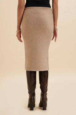 Lavish Alice Knitted Separates<Martina Knitted Cashmere Blend Midi Skirt In Beige