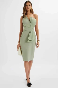 Lavish Alice Dresses<Pandora Asymmetric Oversized Statement Bow Midi Dress In Sage Green