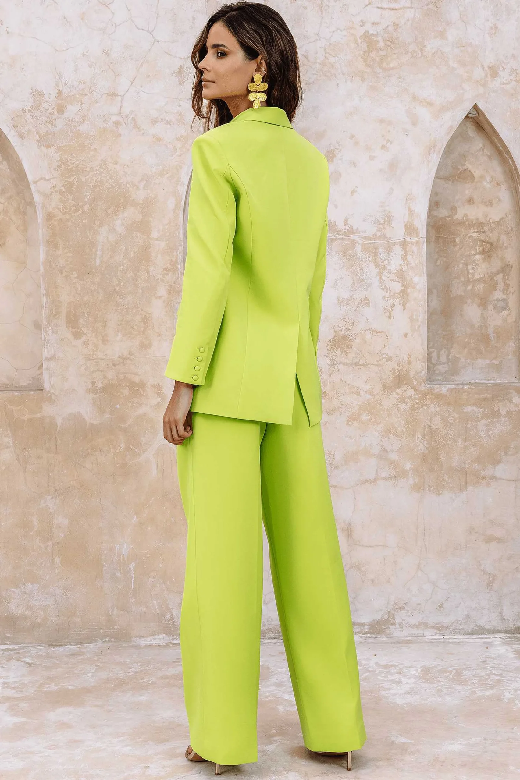 Lavish Alice Suiting<Raven Tailored Straight Leg Trousers In Chartreuse