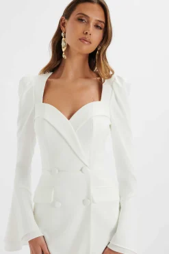 Lavish Alice Dresses<Rebeccah Flared Sleeve Blazer Mini Dress In White