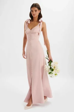 Lavish Alice Dresses<Reve Satin Tie Shoulder Maxi Dress In Pink