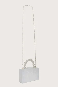 Lavish Alice Clutch Bags<Reya Bead Handle Marbled Box Clutch Bag In White