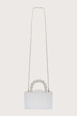 Lavish Alice Clutch Bags<Reya Bead Handle Marbled Box Clutch Bag In White