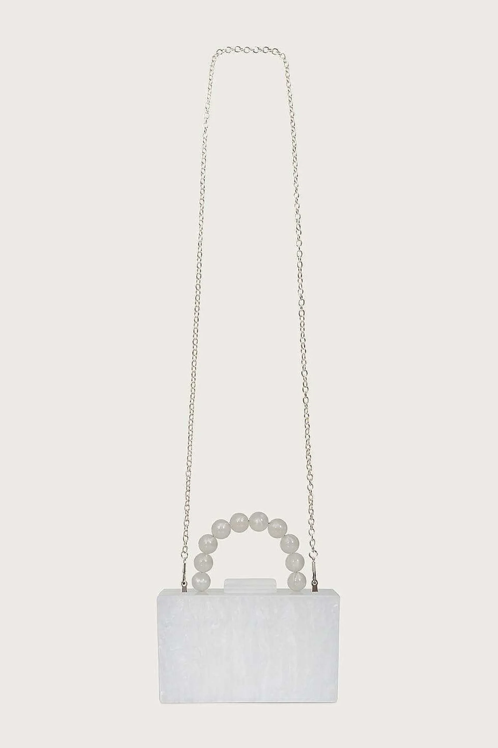 Lavish Alice Clutch Bags<Reya Bead Handle Marbled Box Clutch Bag In White