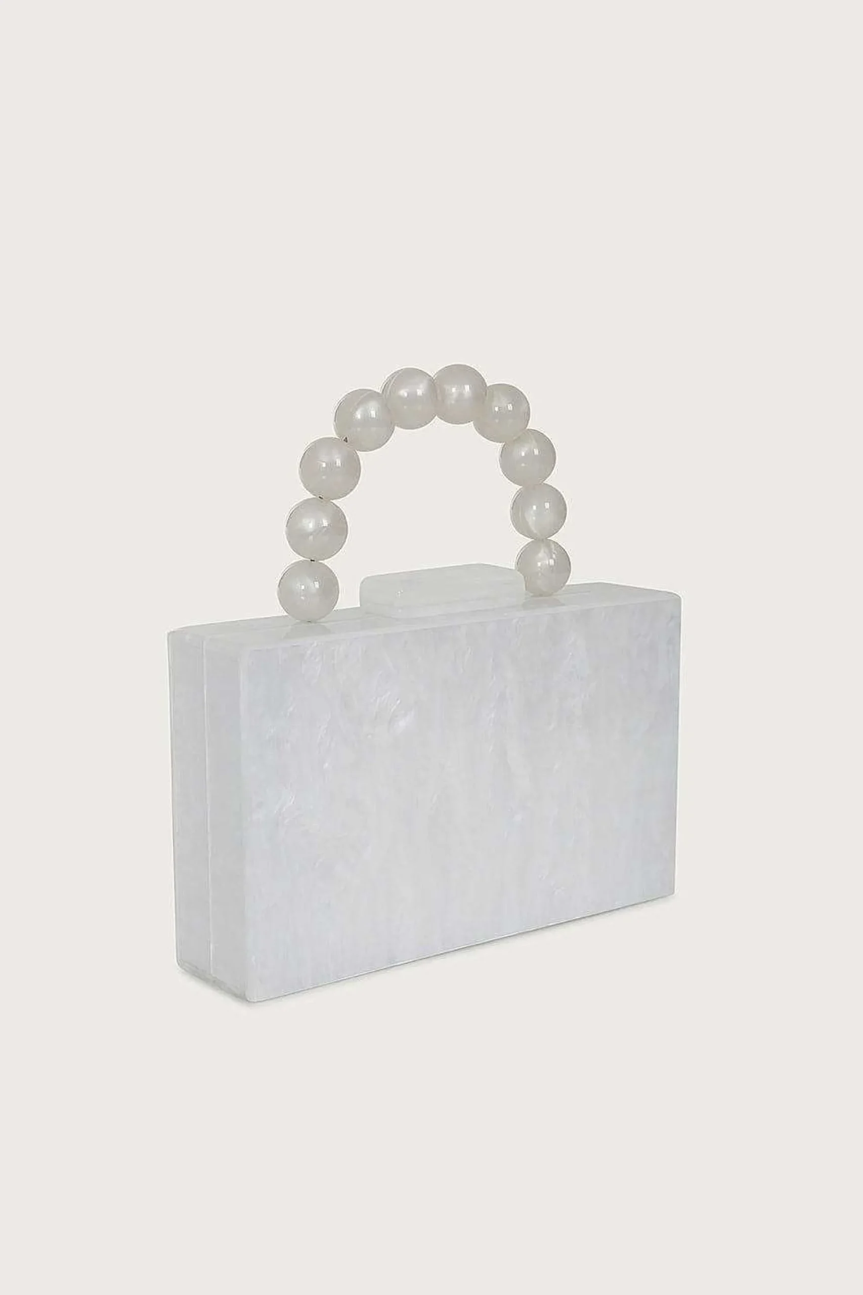 Lavish Alice Clutch Bags<Reya Bead Handle Marbled Box Clutch Bag In White