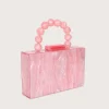 Lavish Alice Clutch Bags<Reya Bead Handle Marbled Box Clutch Bag In Pink