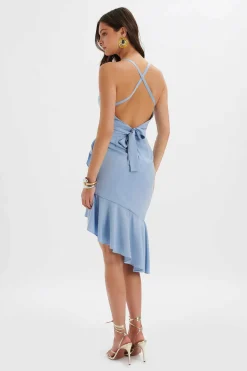 Lavish Alice Dresses<Sawyer Cross Back Cowl Neck Midi Dress In Cornflower Blue