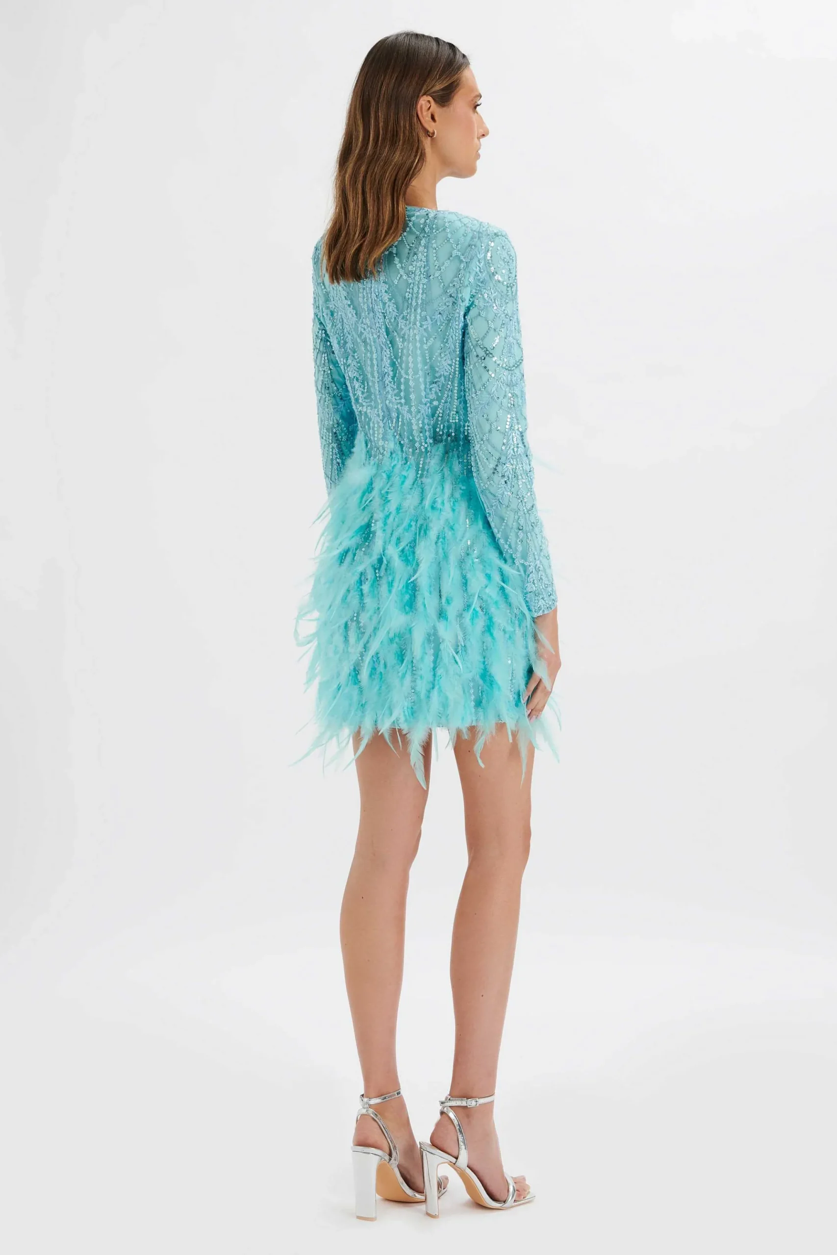 Lavish Alice Dresses<Selene Embellished Feather Mini Dress In Blue