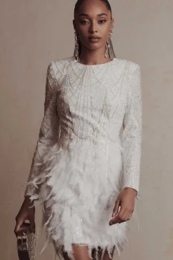 Lavish Alice Dresses<Selene Embellished Feather Mini Dress In White