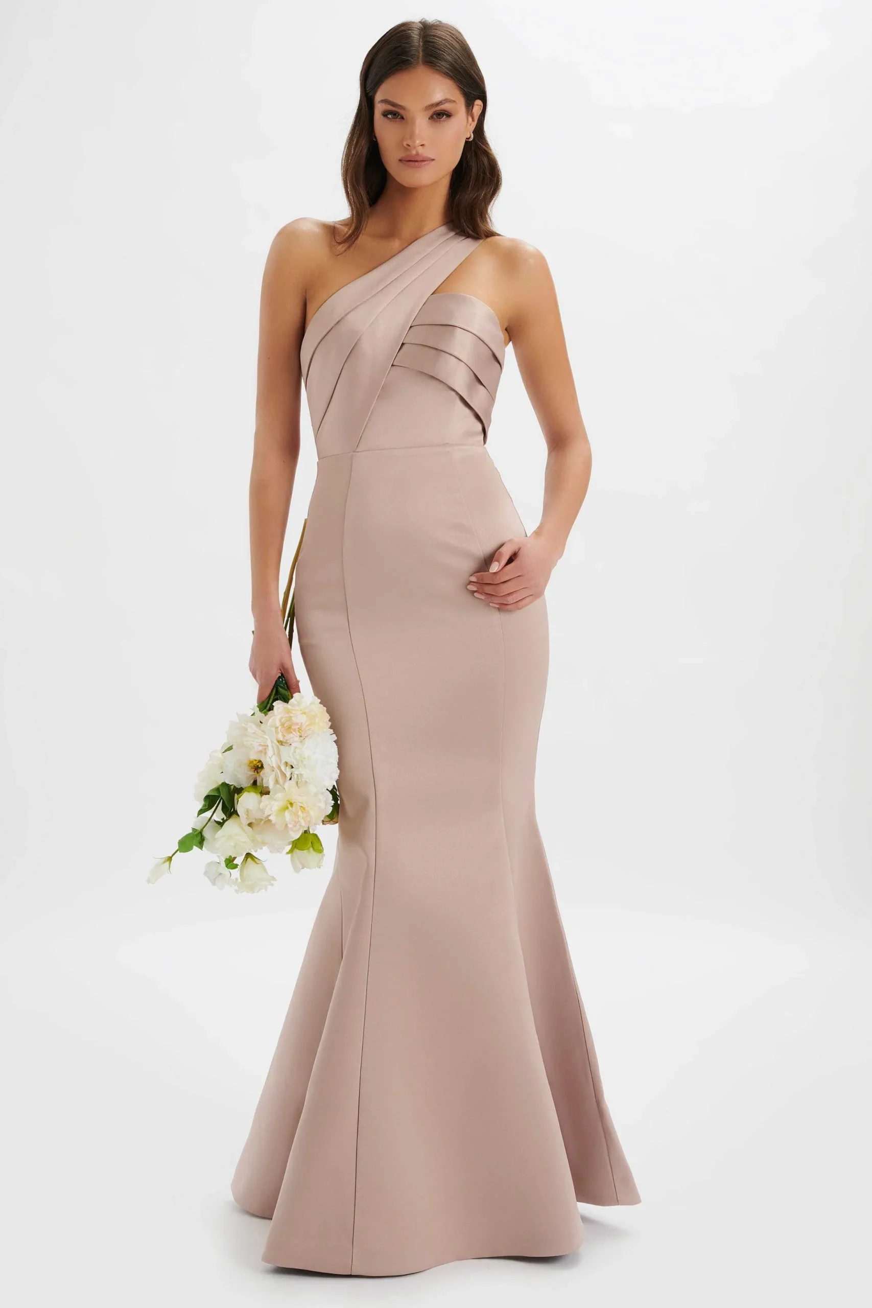 Lavish Alice Dresses<Shailene Bonded Satin Asymmetric Maxi Dress In Mink