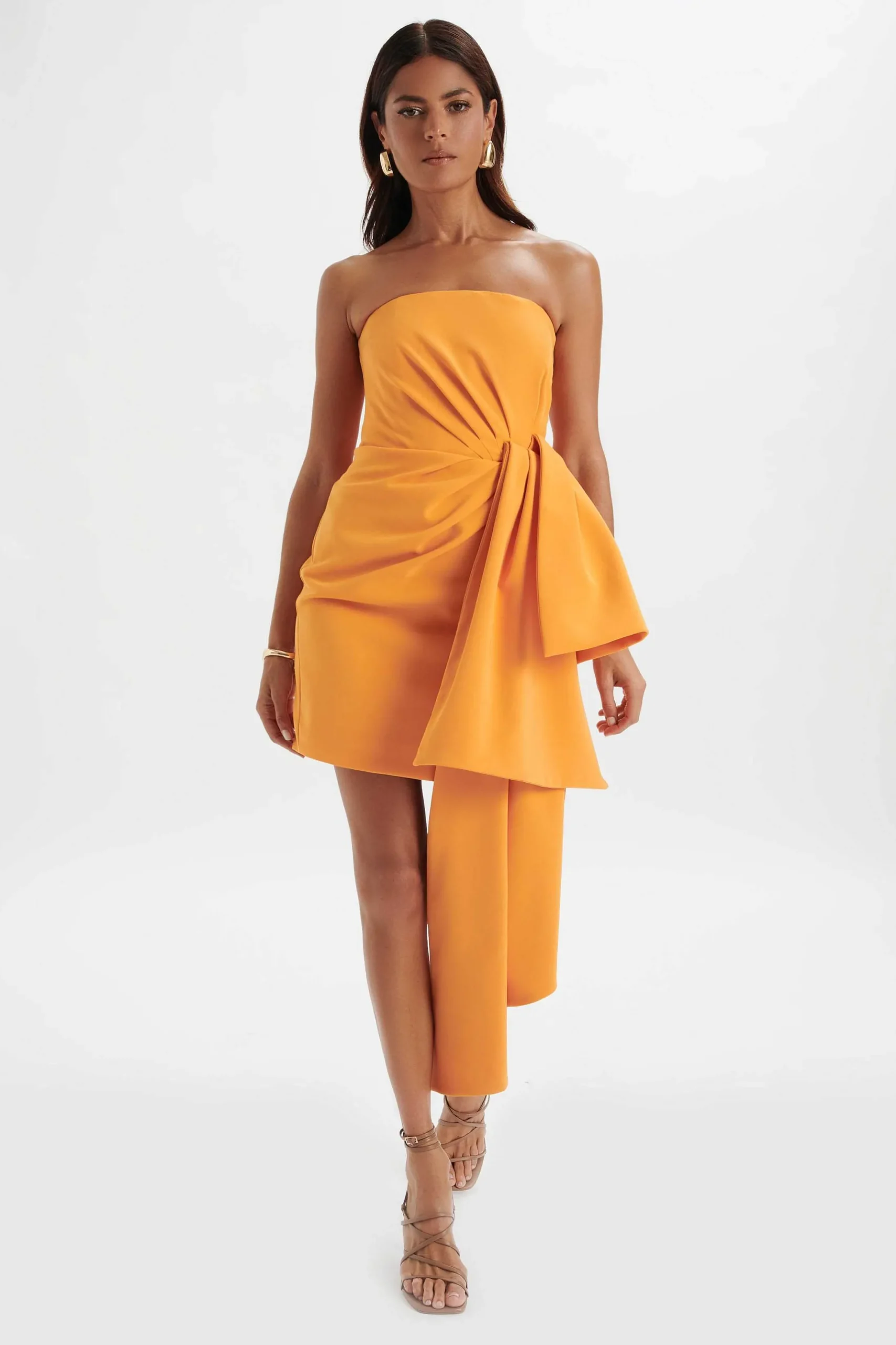 Lavish Alice Dresses<Shakira Bandeau Half Bow Drape Midi Dress In Apricot