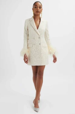 Lavish Alice Dresses<Tana Sequin Boucle Blazer Mini Dress In Cream