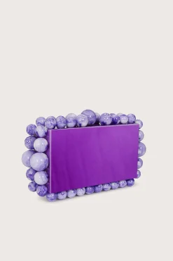 Lavish Alice Clutch Bags<Tia Marbled Faux Pearl Box Clutch Bag In Purple